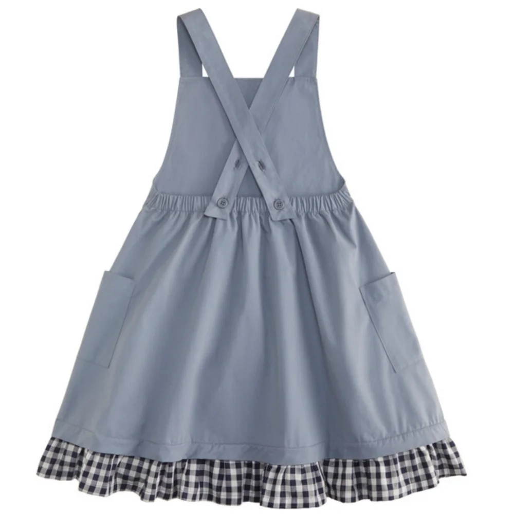 The Sunday Collective Backyard Apron Dress Ruffle Hem Size 4Y In Flint Stone NWT